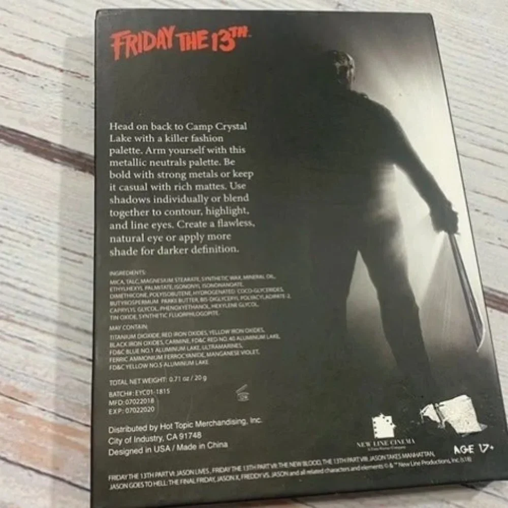 Friday the 13th Jason Voorhees No Place to Hide Eyeshadow Palette Crystal Lake